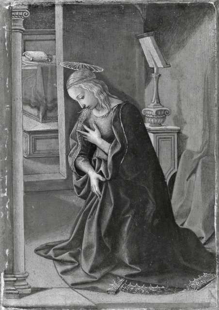 Anonimo — Francesco di Stefano - sec. XV - Maria Vergine annunciata — pannello destro, recto